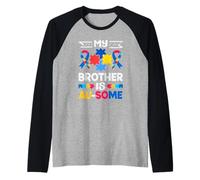 Mi Hermano es Au-Some Conciencia sobre el Autismo Camiseta Manga Raglan