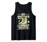 Mi hermano usa botas de combate Orgullosa familia militar Camiseta sin Mangas