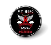 Mi héroe ahora es mi ángel. Insignia redonda de metal para la concientización sobre el cáncer de sangre. Broche de botón con elegante diseño patriótico. Insignias decorativas para hombres y mujeres.