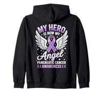 Mi héroe es Ahora mi ángel Concientización sobre el cáncer de páncreas Sudadera con Capucha