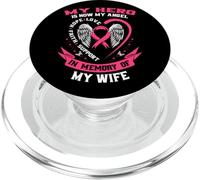 Mi héroe es Ahora mi ángel en Memoria de mi Esposa cáncer de Mama PopSockets PopGrip para MagSafe