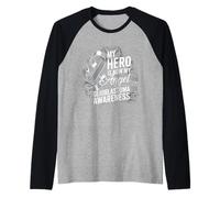 Mi héroe es Ahora mi Conciencia del Glioblastoma Multiforme ángel Camiseta Manga Raglan