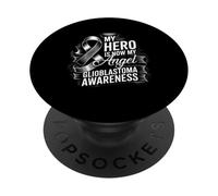 Mi héroe es Ahora mi Conciencia del Glioblastoma Multiforme ángel PopSockets PopGrip Adhesivo