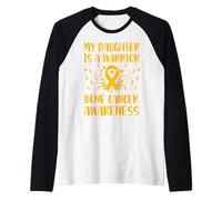 Mi hija es un guerrero Concientización sobre el cáncer de hueso Camiseta Manga Raglan