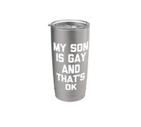Mi Hijo Es Gay Y Eso Está Bien - Divertido Diciendo Gay Hijo Orgullo Gay Vaso térmico de acero inoxidable de doble pared