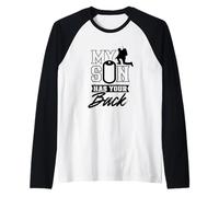 Mi Hijo Tiene su Espalda desplegado Soldado Militar Camiseta Manga Raglan