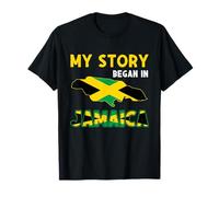 Mi Historia comenzó en Jamaica Bandera Orgullo Amantes jamaicanos Camiseta