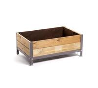 MI HUERTO URBAN Jardinera Arriate Madera con Bandeja Recoge Aguas | Estructura Metálica | Mesa Cultivar Plantas Terraza Jardín Balcón Exterior | Gris Mate | HUERTO BAJO - 90x60x38 cm
