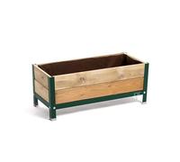 MI HUERTO URBAN Jardinera Arriate Madera con Bandeja Recoge Aguas | Estructura Metálica | Mesa Cultivar Plantas Terraza Jardín Balcón Exterior | Verde | HUERTO BAJO - 90x40x38 cm