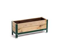 MI HUERTO URBAN Jardinera Arriate Madera con Bandeja Recoge Aguas | Estructura Metálica | Mesa Cultivar Plantas Terraza Jardín Balcón Exterior | Verde | HUERTO BAJO - 90x30x38 cm
