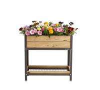 MI HUERTO URBAN Jardinera Elevada Madera con Bandeja Recoge Aguas | Estructura Metálica | Mesa Cultivar Plantas Terraza Jardín Balcón Exterior | Gris Mate | HUERTO Alto - 90x60x90 cm