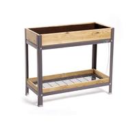 MI HUERTO URBAN Jardinera Elevada Madera con Bandeja Recoge Aguas | Estructura Metálica | Mesa Cultivar Plantas Terraza Jardín Balcón Exterior | Gris Mate | HUERTO Alto - 90x40x78 cm