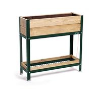 MI HUERTO URBAN Jardinera Elevada Madera con Bandeja Recoge Aguas | Estructura Metálica | Mesa Cultivar Plantas Terraza Jardín Balcón Exterior | Verde | HUERTO Alto - 90x30x90 cm