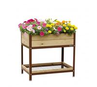 MI HUERTO URBAN Jardinera Elevada Madera con Bandeja Recoge Aguas | Estructura Metálica | Mesa Cultivar Plantas Terraza Jardín Balcón Exterior | Marrón | HUERTO Alto - 90x60x90 cm