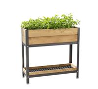 MI HUERTO URBAN Jardinera Elevada Madera con Bandeja Recoge Aguas | Estructura Metálica | Mesa Cultivar Plantas Terraza Jardín Balcón Exterior | Gris Mate | HUERTO Alto - 90x30x90 cm