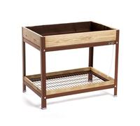 MI HUERTO URBAN Jardinera Elevada Madera con Bandeja Recoge Aguas | Estructura Metálica | Mesa Cultivar Plantas Terraza Jardín Balcón Exterior | Marrón | HUERTO Alto - 90x60x78 cm