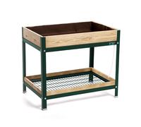 MI HUERTO URBAN Jardinera Elevada Madera con Bandeja Recoge Aguas | Estructura Metálica | Mesa Cultivar Plantas Terraza Jardín Balcón Exterior | Verde | HUERTO Alto - 90x60x78 cm
