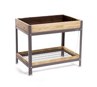MI HUERTO URBAN Jardinera Elevada Madera con Bandeja Recoge Aguas | Estructura Metálica | Mesa Cultivar Plantas Terraza Jardín Balcón Exterior | Gris Mate | HUERTO Alto - 90x60x78 cm