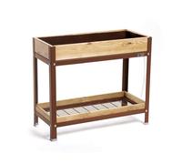 MI HUERTO URBAN Jardinera Elevada Madera con Bandeja Recoge Aguas | Estructura Metálica | Mesa Cultivar Plantas Terraza Jardín Balcón Exterior | Marrón | HUERTO Alto - 90x40x78 cm