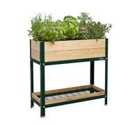 MI HUERTO URBAN Jardinera Elevada Madera con Bandeja Recoge Aguas | Estructura Metálica | Mesa Cultivar Plantas Terraza Jardín Balcón Exterior | Verde | HUERTO Alto - 90x40x90 cm
