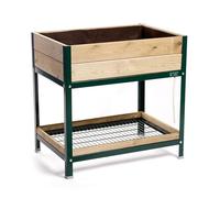 MI HUERTO URBAN Jardinera Elevada Madera con Bandeja Recoge Aguas | Estructura Metálica | Mesa Cultivar Plantas Terraza Jardín Balcón Exterior | Verde | HUERTO Alto - 90x60x90 cm