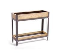 MI HUERTO URBAN Jardinera Elevada Madera con Bandeja Recoge Aguas | Estructura Metálica | Mesa Cultivar Plantas Terraza Jardín Balcón Exterior | Gris Mate | HUERTO Alto - 90x30x78 cm