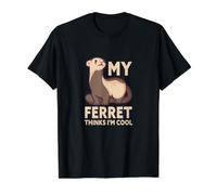 Mi hurón Piensa Que Soy Genial hurón Divertido Camiseta gráfica económica, Hombre, Negro, L