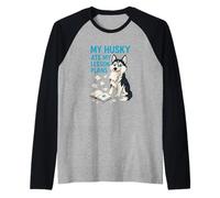 Mi Husky se comió mis Planes de lecciones Maestros Amantes de los Perros Camiseta Manga Raglan