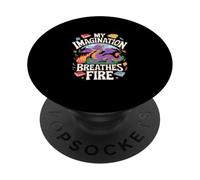 Mi imaginación Respira diversión con un dragón de Fuego PopSockets PopGrip Adhesivo