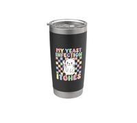 Mi infección por levaduras Picazón Humor Adulto Divertido Meme Raro Gato Vaso térmico de acero inoxidable de doble pared