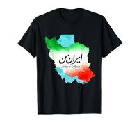 Mi Irán: Irán e Man El Mapa con Colores de la Bandera y caligrafía Camiseta