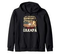 Mi jugador de béisbol favorito me llama abuelo bandera de EE. UU Sudadera con Capucha
