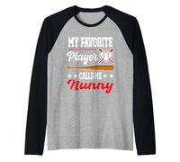 Mi Jugador Favorito me Llama Nunny Baseball Día de la Madre Camiseta Manga Raglan
