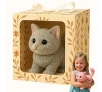 Mi Juguete de Gato Realista: Trae Una Alegría y Calidez Interminables, Gato de Lujo Interactivo para Adultos, Animales de Peluche Realistas Que Camina, Maullidos y Cola Movedora Gray