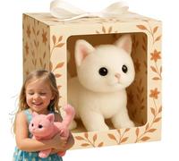 Mi Juguete de Gato Realista: Trae Una Alegría y Calidez Interminables, Gato de Lujo Interactivo para Adultos, Animales de Peluche Realistas Que Camina, Maullidos y Cola Movedora White