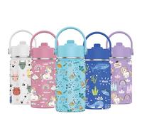 Mi Ko Mi Ka Botella de Agua para Niños de Acero Inoxidable 350ml - Térmica Reutilizable | Sin BPA | Mantiene 24H Frio / 12H Calor | Termo y Hermética - A Prueba de Fugas (Cohete)