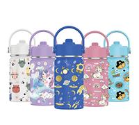 Mi Ko Mi Ka Botella de Agua para Niños de Acero Inoxidable 350ml - Térmica Reutilizable | Sin BPA | Mantiene 24H Frio / 12H Calor | Termo y Hermética - A Prueba de Fugas (Planetas Azul)