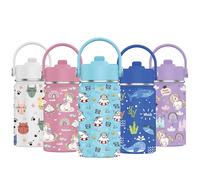 Mi Ko Mi Ka Botella de Agua para Niños de Acero Inoxidable 350ml - Térmica Reutilizable | Sin BPA | Mantiene 24H Frio / 12H Calor | Termo y Hermética - A Prueba de Fugas (Tiburón)