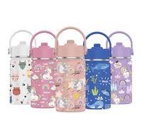 Mi Ko Mi Ka Botella de Agua para Niños de Acero Inoxidable 350ml - Térmica Reutilizable | Sin BPA | Mantiene 24H Frio / 12H Calor | Termo y Hermética - A Prueba de Fugas (Unicornio #E)