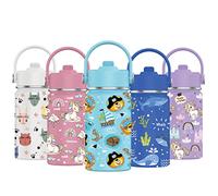 Mi Ko Mi Ka Botella de Agua para Niños de Acero Inoxidable 350ml - Térmica Reutilizable | Sin BPA | Mantiene 24H Frio / 12H Calor | Termo y Hermética - A Prueba de Fugas (Piratas)