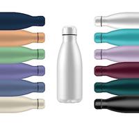 Mi Ko Mi Ka Botella de Agua Térmica de Acero Inoxidable Reutilizable | Sin BPA | Mantiene 24H Frio / 12H Calor | Hermética - Doble Pared a Prueba de Fugas (Blanca, 350ml)