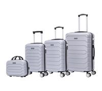 Mi Ko Mi Ka Conjunto de Maletas de Viaje Elegantes: Carcasa Ligera de ABS, Cerradura Numérica, 4 Ruedas Giratorias 360°, Asa Telescópica de Aluminio | Juego de 3 o 4 Maletas (8002, Gris)