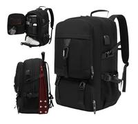 Mi Ko Mi Ka Mochila de Viaje Grande: Resistente al Agua, con Compartimento para Zapatos Separado, Puerto de Carga USB y Diseño Multifuncional Antirrobo. 2210 (Negro 026 50L)