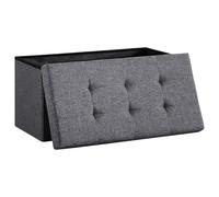 Mi Ko Mi Ka Puff Almacenaje Plegable Baúl de Almacenaje Multifuncional, Taburete Reposapiés, Banco de Cubo Soporta hasta 300 kg, para Sala de Estar, Dormitorio y Entrada - 76 x 38 x 38 cm (Gris)