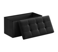 Mi Ko Mi Ka Puff Almacenaje Plegable Baúl de Almacenaje Multifuncional, Taburete Reposapiés, Banco de Cubo Soporta hasta 300 kg, para Sala de Estar, Dormitorio y Entrada - 76 x 38 x 38 cm (Negro)