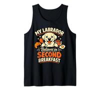 Mi Labrador cree en el Segundo Desayuno, Divertido Labrador Camiseta sin Mangas