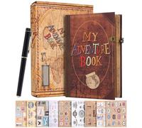 Mi libro de aventura de cuero scrapbook álbum de fotos - 164 páginas sin ácido, Vintage diario de viajes para aniversarios, vacaciones, libro de memoria de tamaño de bolsillo, regalo para parejas