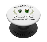 Mi lista de deseos club social jugador de golf y cubo de cerveza PopSockets PopGrip Adhesivo