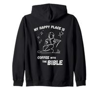 Mi Lugar Feliz es: Café con la Biblia - Diseño Cristiano Sudadera con Capucha