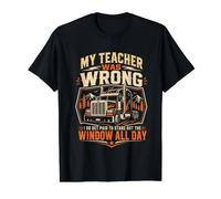 Mi Maestro Estaba Equivocado, me Pagan por Mirar por la Ventana Camiseta gráfica económica, Hombre, Negro, M